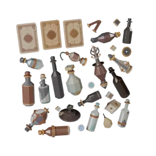 Fantasy Bottle Group 3D Realtime Asset for Engines