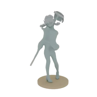 Anime Girl with Katana 3D Model