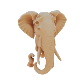 Elegant Wooden Elephant Bust with Calf