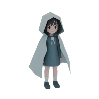 Anime Girl in Hooded Cape 3D Model