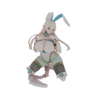 Bunny Girl Elf with Blue Accents 3D Model