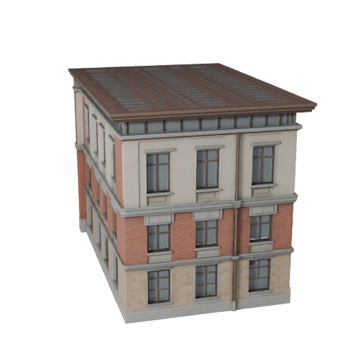 Modelo 3D de Fachada Industrial Poligonal Baja para Juegos y RV