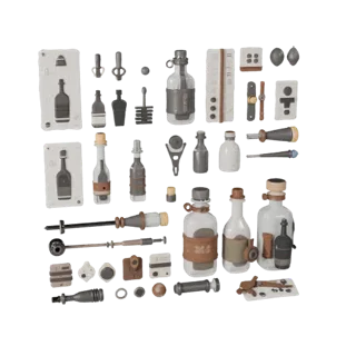 Workshop Bottle Group 3D Asset for Game Engine Use