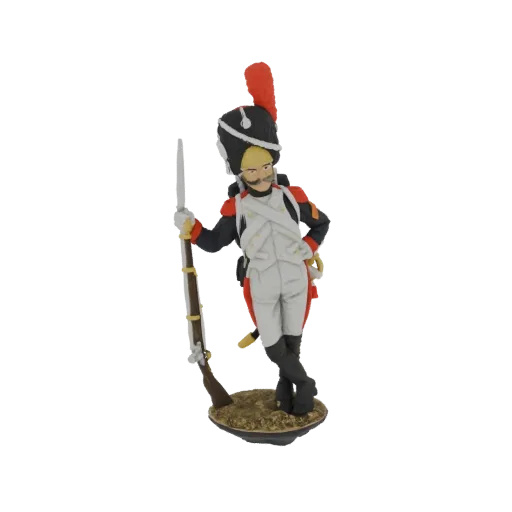3D model of a French Imperial Guard Grenadier soldier in uniform, holding a musket and standing on a textured base.