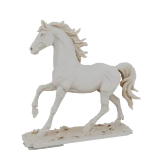 Elegant White Horse Galloping Sculpture
