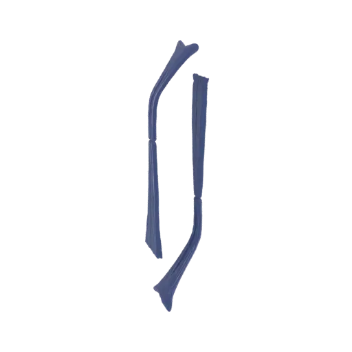3D model of an abstract sculpture resembling flowing blue fabric, with elegant curves and a dynamic form.