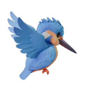 Cartoon Eisvogel 3D Modell - Stilisierter Asset für Animation