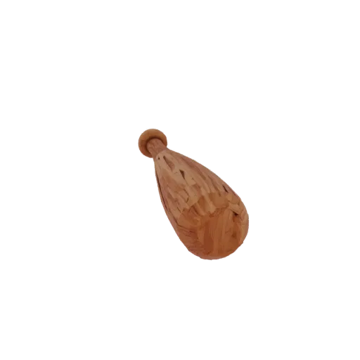 A 3D render of a carved wooden baseball bat with a dark oak texture, presented in an isometric view.
