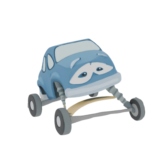 Sad Blue Car 3D Model