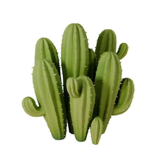 Racimo Estilizado de Cactus del Desierto 3D para Builds en Tiempo Real