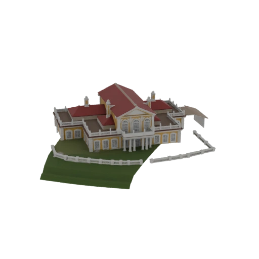 Baroque Yellow Mansion with Red Roof