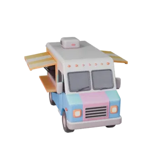 Cartoon Food Truck 3D Model for Stylized Games PBR Asset