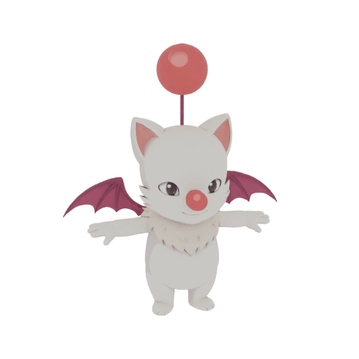 Modèle 3D Moogle Chibi Pompon Rouge et Ailes