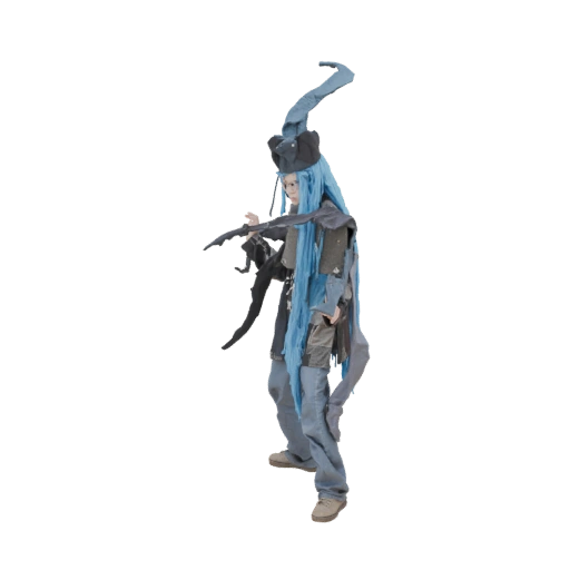 Fantasy Creature with Blue Hair and Tall Hat