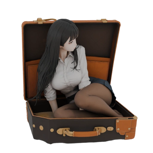 Anime Girl in Suitcase 3D Model