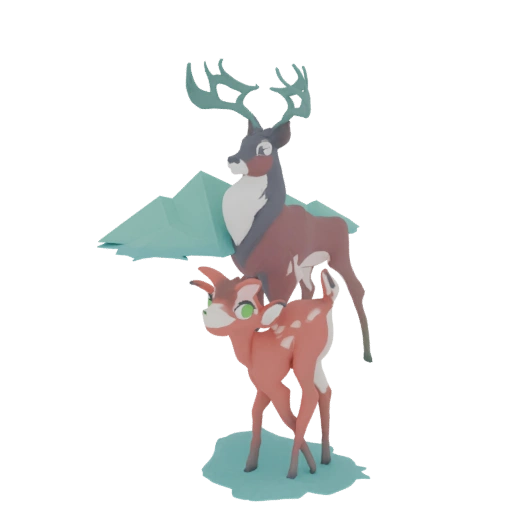 Deer Family with Mountains