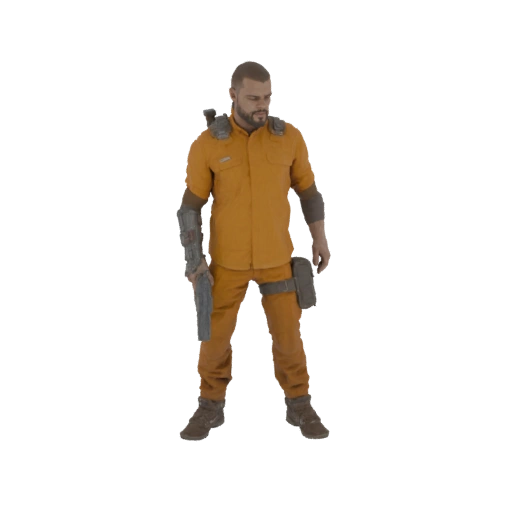 Orange Jumpsuit Prisoner with Weapon 3D Model