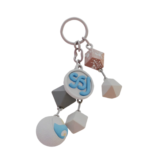 Keychain with geometric shapes and SSJ logo