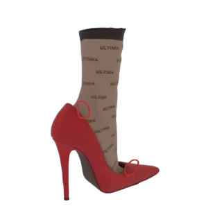 Red Stiletto Heel with Patterned Sock