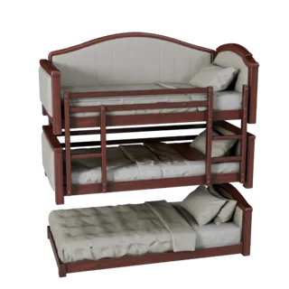 High Poly Upholstered Bunk Bed 3D Asset for Studio