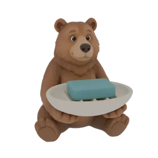 Sitting Bear Holding Soap Dish 3D Model