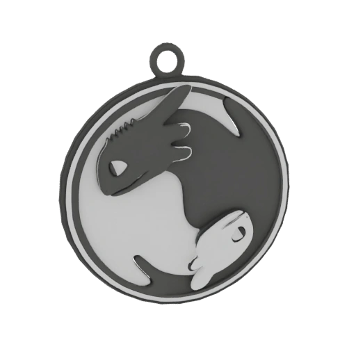 Pingente Dragão Yin Yang Modelo 3D