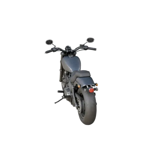 Vintage Cruiser Motorrad 3D-Modell, Drei-Viertel-Spiel-Viewport, Unity-fertiges Fahrzeug-Asset mit tief liegendem Sitzprofil,