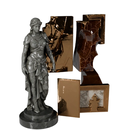 Hochpolierte Marmor-Abstrakt-Skulptur | Render-Detail-Paket
