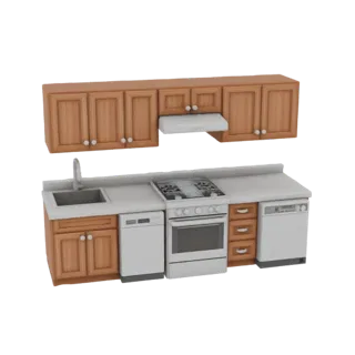 Straight Kitchen Unit with Appliances