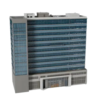 Low Poly Glass Office Building 3D Model for Games & VR