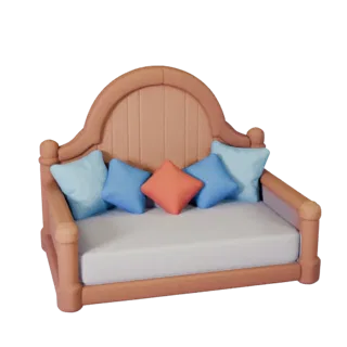 Stylized Canopy Daybed 3D Asset for Casual Engines