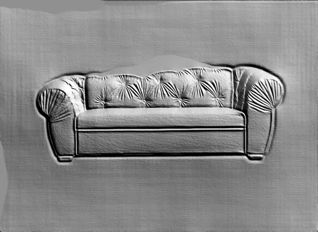 3D model of Chesterfield sofa bas-relief with deep tufting and rolled arms