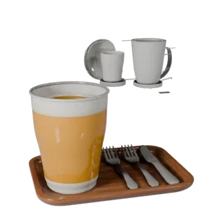 Breakfast Salad Bowl Set 3D Web Asset for Browsers