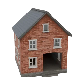 Brick house with arch, empty inside
