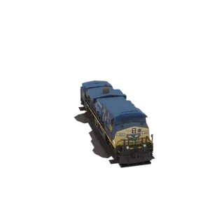 Blue and Yellow Freight Train Locomotive 3D Model