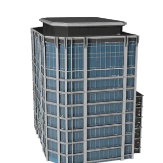 Low Poly Modern Glass Facade 3D Model for Games & VR