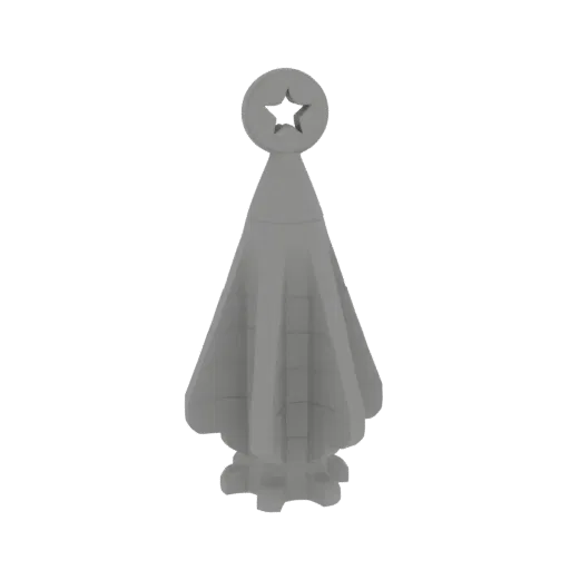3D model of a gray Soviet-style star Christmas tree topper with a five-pointed star inside a circle.