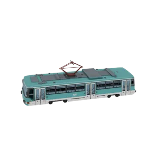 Teal and White Articulated Tram Model