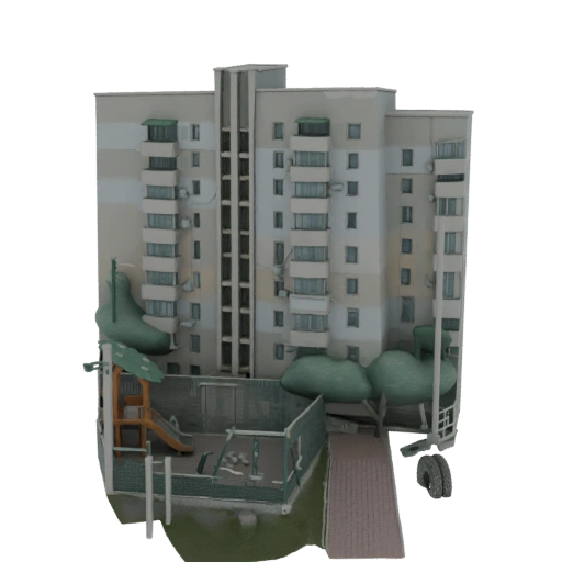 Soviet-Era Apartment Building with Playground