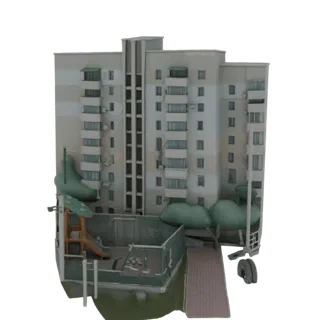 Soviet-Era Apartment Building with Playground