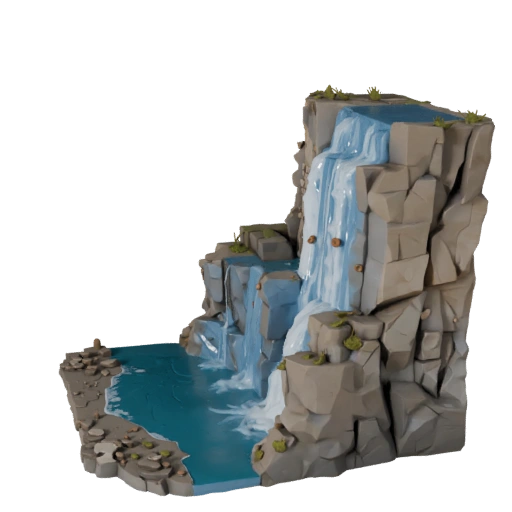 Kit Modulare 3D Scena Cascata Rocciosa per Costruzione Livelli
