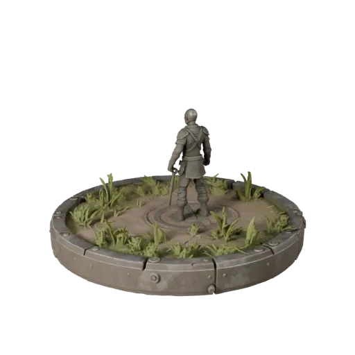 Industrial Scenic Base realistic 3D model preview showing rim shape, three-quarter scene view, height and ground texture