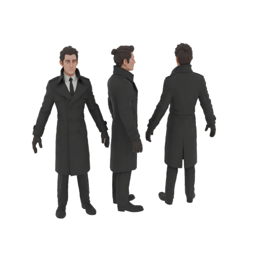 Dunn Smith Trench Coat Character 3D Model