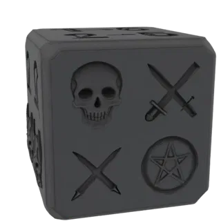 Dark Fantasy Engraved D6 Dice 3D Model