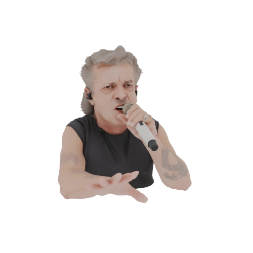 Rock Singer with Microphone 3D Model