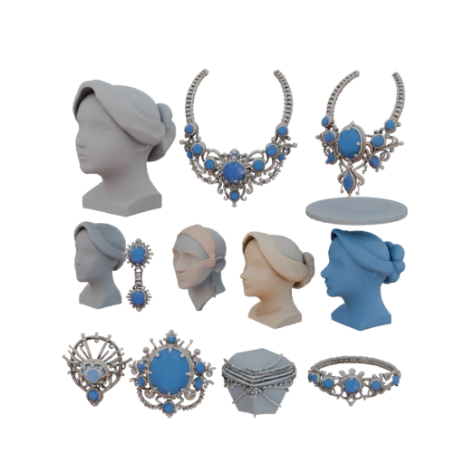 Detailliertes Brautschmuck-Set 3D Studio Render Asset
