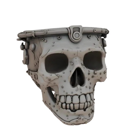 Modèle 3D cache-pot crâne steampunk, avec rivets et détails mécaniques