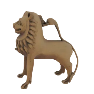 Ancient Indian Lion Sculpture with Handle