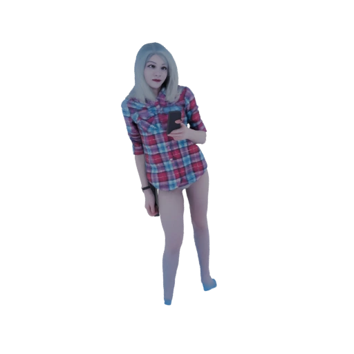 Woman in Plaid Shirt 3D Model