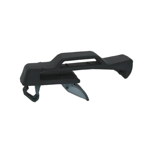 3D model of a black automotive roof rack clip, shown from a side angle against a white background.